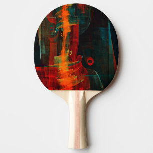 Waterfall Orange Red Blue Abstract Art Ping Pong Paddle
