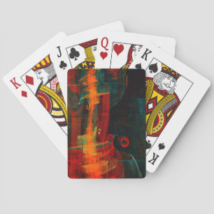 Waterfall Orange Red Blue Abstract Art Playing Cards
