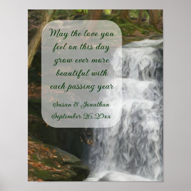 Waterfall Painting Personalized Wedding  Poster (Front)