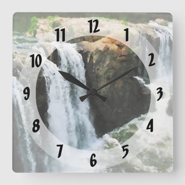 Waterfall Paterson NJ Square Wall Clock (Front)