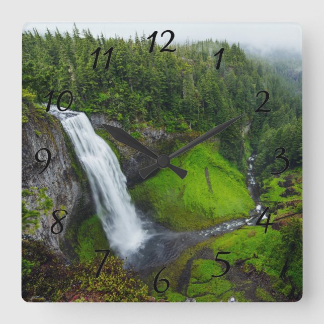 Waterfall photo square wall clock (Front)