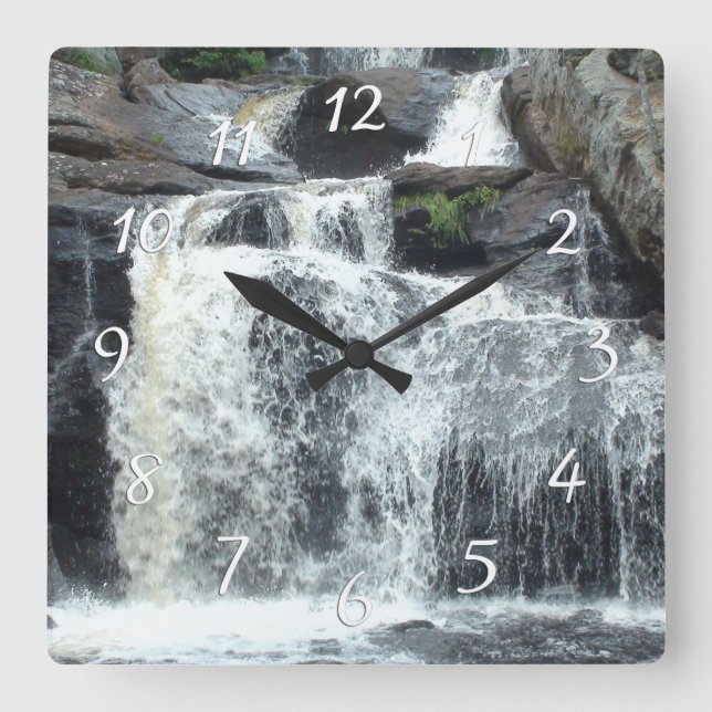Waterfall Photography Square Wall Clock (Front)