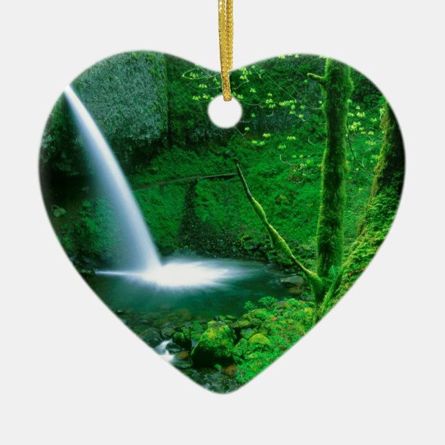 Waterfall Ponytail Columbia Gorge Ceramic Ornament (Front)