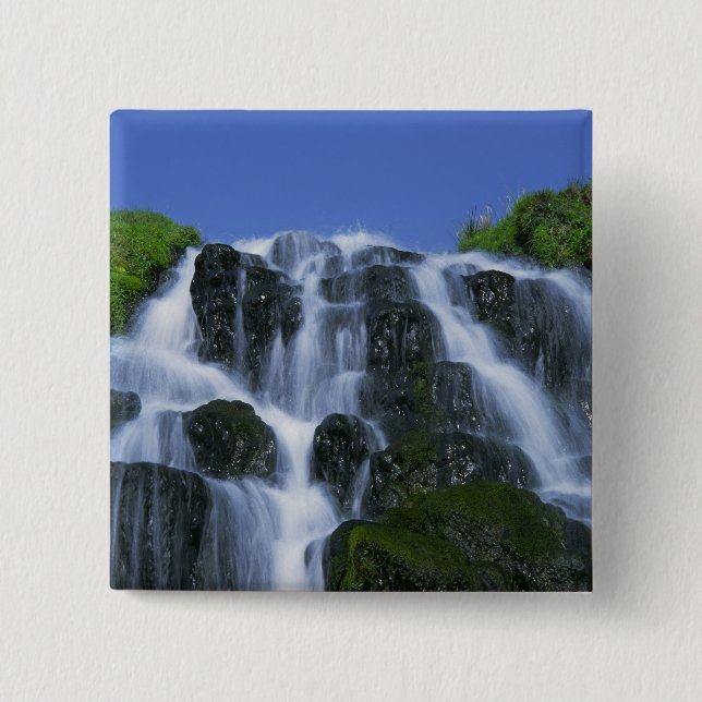Waterfall, Portree, Isle of Skye, Highlands, 2 Inch Square Button (Front)