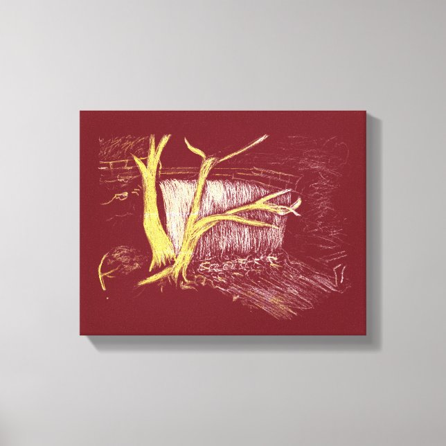 Waterfall Red Canvas Print (Front)