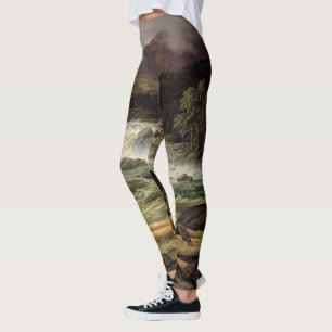 Waterfall River Hawk Bird All Over Print Leggings
