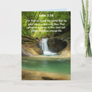 Waterfall Scripture John 3:16   Card