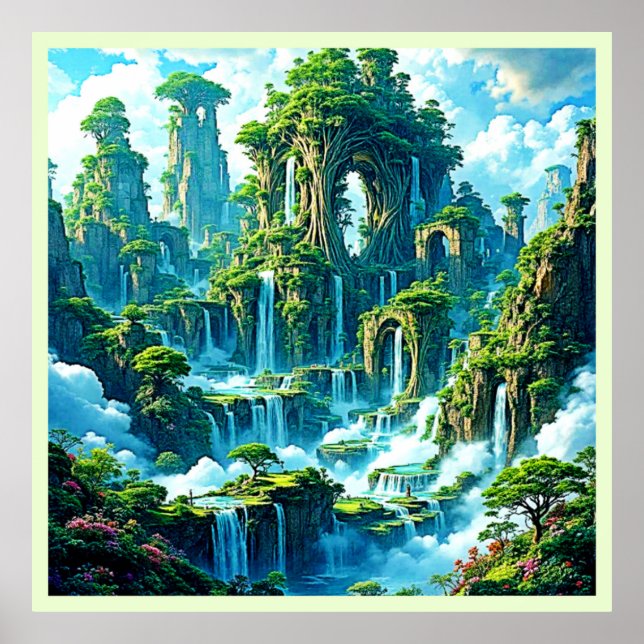 Waterfall Tree Kingdom Dream Poster (Front)