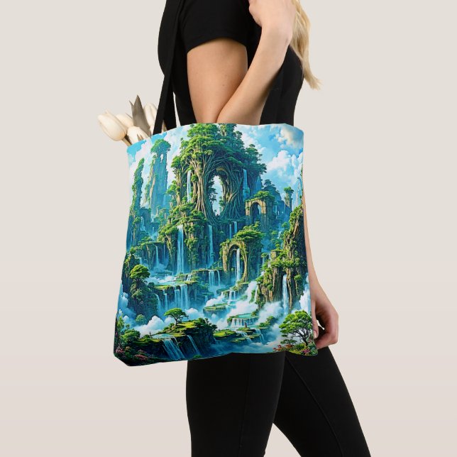 Waterfall Tree Kingdom Dream Tote Bag (Close Up)