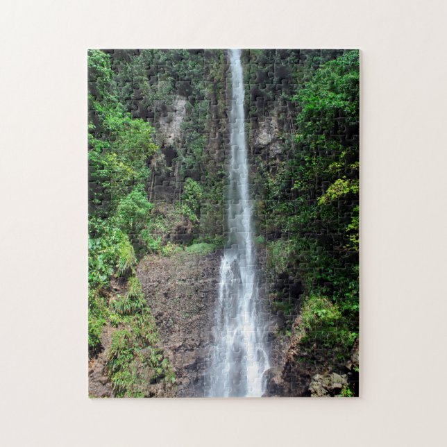 Waterfall Tropical Forest in Dominica. Jigsaw Puzzle (Vertical)