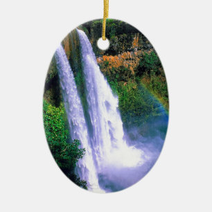 Waterfall Wailua Kauai Hawaii Ceramic Ornament