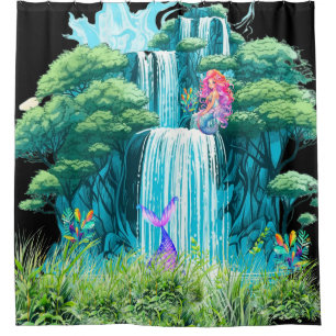 waterfall with mermaids