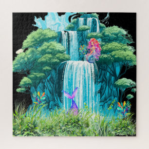 waterfall with mermaids jigsaw puzzle