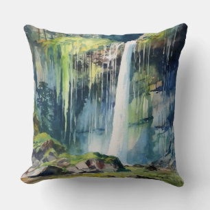 Waterfall Woods and Moss Throw Pillow