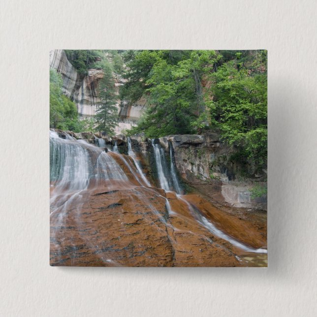 Waterfall, Zion National Park, Utah, USA 2 Inch Square Button (Front)