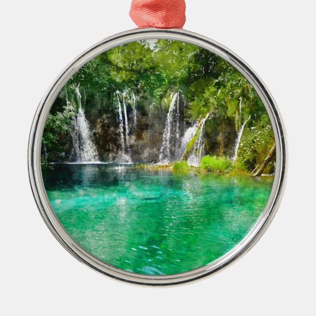 Waterfalls at Plitvice National Park in Croatia Metal Ornament (Front)