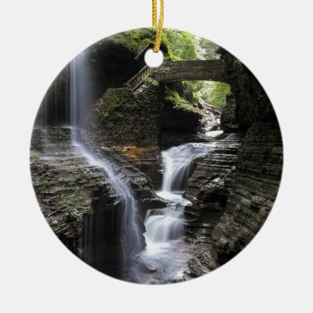 Waterfalls at Watkins Glen, NY Ceramic Ornament (Front)