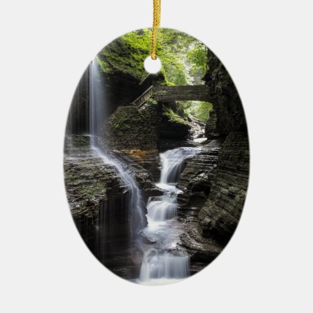 Waterfalls at Watkins Glen, NY Ceramic Ornament (Front)