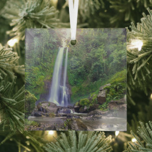 Waterfalls Bali, Indonesia Glass Ornament