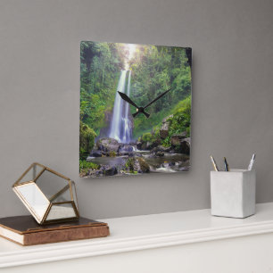 Waterfalls   Bali, Indonesia Square Wall Clock