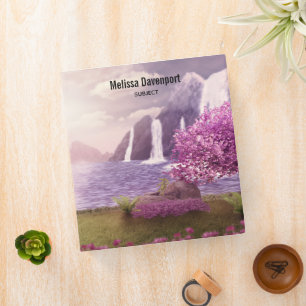 Waterfalls & Cherry Trees around a Lake Binder