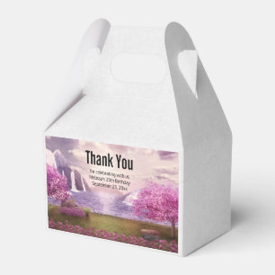 Waterfalls & Cherry Trees around a Lake Favor Box