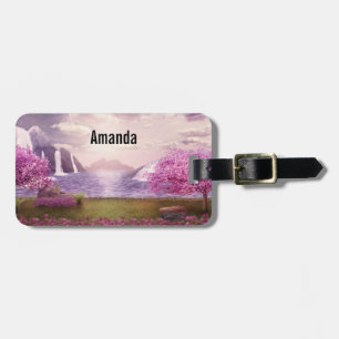 Waterfalls & Cherry Trees around a Lake Luggage Tag