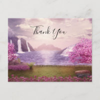 Waterfalls & Cherry Trees around a Lake Thank You