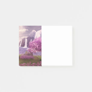 Waterfalls & Cherry Trees by a Lake Post-it Notes