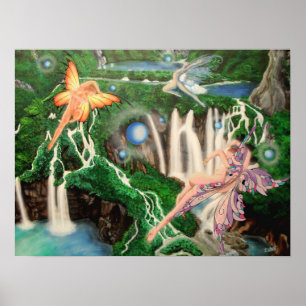 Waterfalls & Dancing Lights Poster