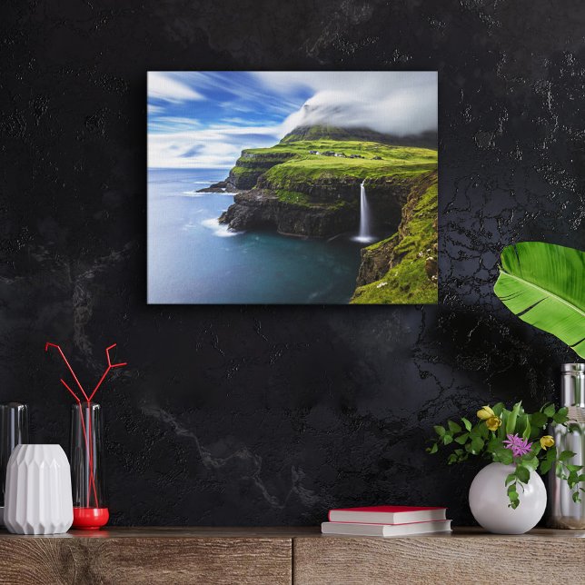 Waterfalls | Faroe Islands, Denmark Canvas Print (Creator Uploaded)