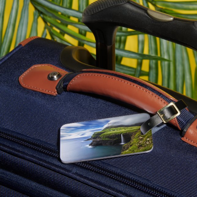 Waterfalls | Faroe Islands, Denmark Luggage Tag (Front Insitu 3)