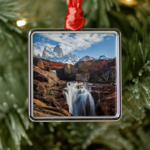 Waterfalls Fitz Roy Mountain, Argentina Metal Ornament