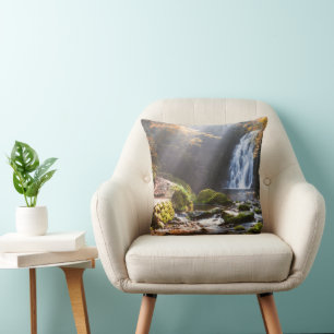 Waterfalls Gleno, Northern Ireland Throw Pillow