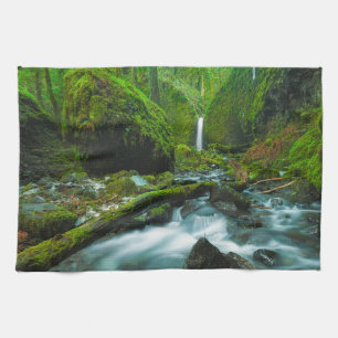 Waterfalls Grotto Falls, Oregon Kitchen Towel