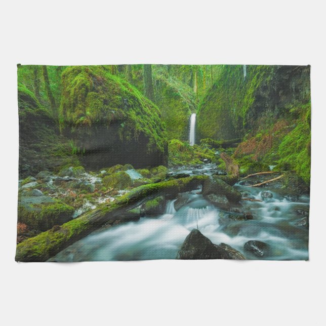 Waterfalls | Grotto Falls, Oregon Kitchen Towel (Horizontal)