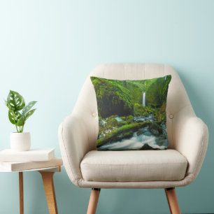 Waterfalls Grotto Falls, Oregon Throw Pillow