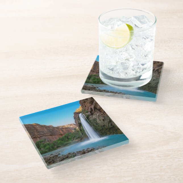 Waterfalls | Havasu Falls at Sunset Glass Coaster (Angled)