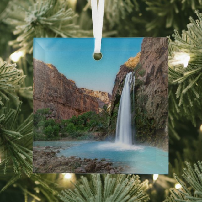 Waterfalls | Havasu Falls at Sunset Glass Ornament (Insitu)