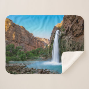 Waterfalls   Havasu Falls at Sunset Sherpa Blanket