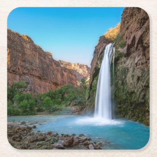 Waterfalls Havasu Falls at Sunset Square Paper Coaster