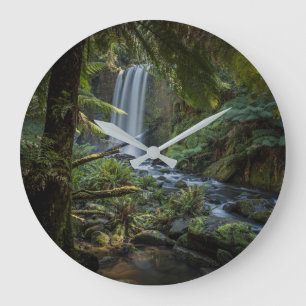 Waterfalls   Hopetoun Falls, New Zealand Large Clock