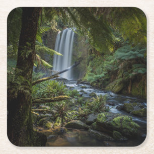 Waterfalls Hopetoun Falls, New Zealand Square Paper Coaster