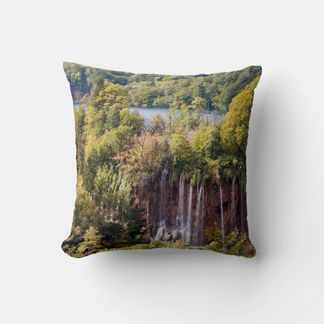 Waterfalls in Plitvice National Park - Croatia Throw Pillow (Front)