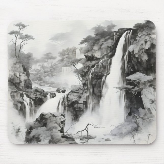Waterfalls Ink Painting Mouse Pad (Front)