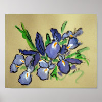 Waterfalls Iris Abstract Painting Art Poster Print