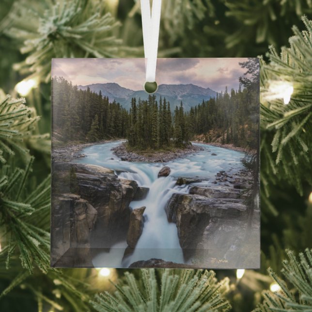 Waterfalls | Jasper National Park, Canada Glass Ornament (Insitu)