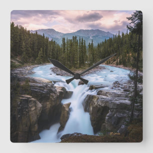 Waterfalls   Jasper National Park, Canada Square Wall Clock