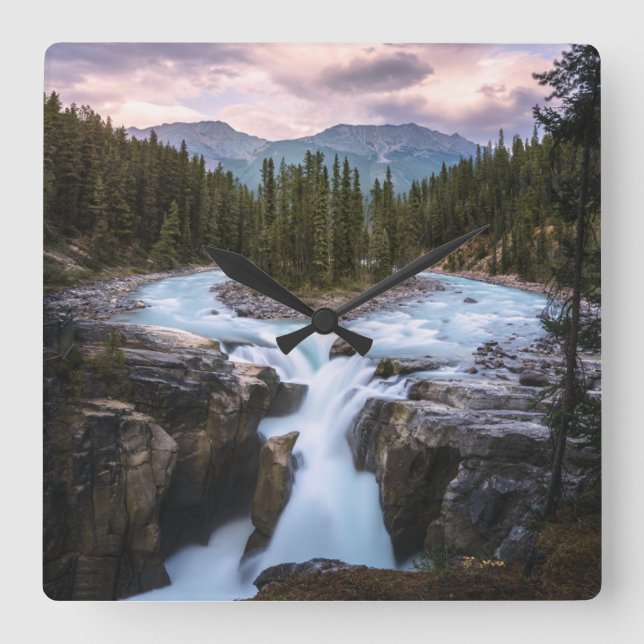 Waterfalls | Jasper National Park, Canada Square Wall Clock (Front)