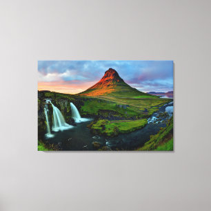 Waterfalls   Kirkjufell, Iceland Canvas Print